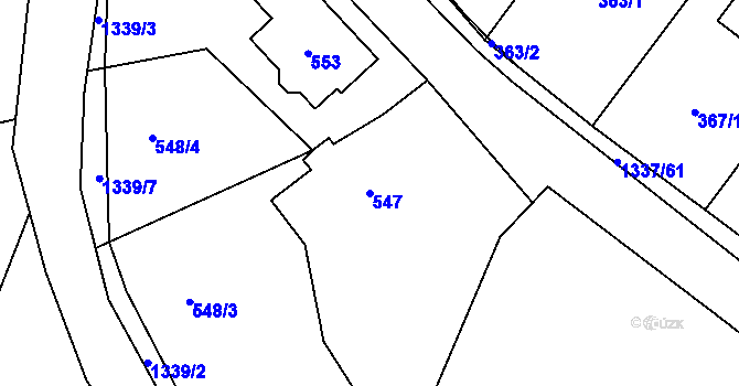 Parcela st. 547 v KÚ Tylovice, Katastrální mapa