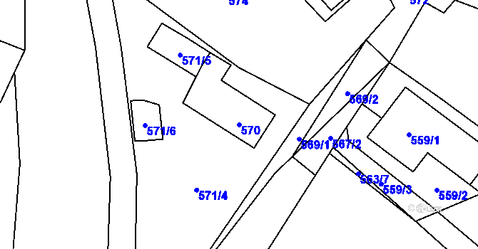 Parcela st. 570 v KÚ Tylovice, Katastrální mapa