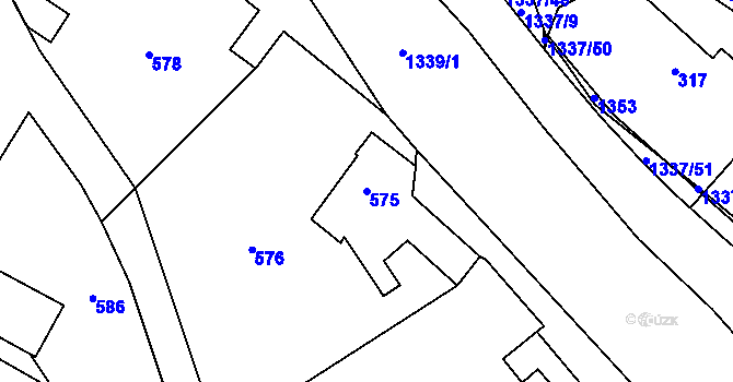 Parcela st. 575 v KÚ Tylovice, Katastrální mapa