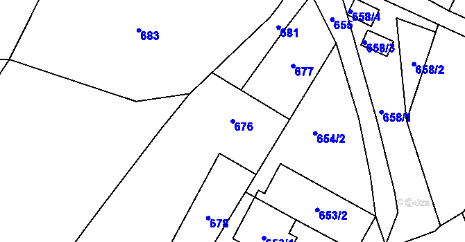 Parcela st. 676 v KÚ Tylovice, Katastrální mapa