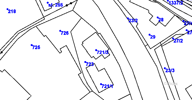 Parcela st. 721/2 v KÚ Tylovice, Katastrální mapa