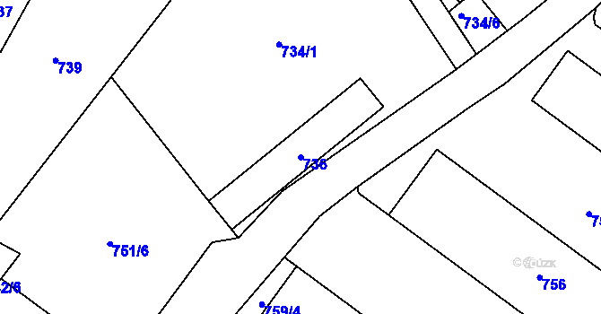 Parcela st. 736 v KÚ Tylovice, Katastrální mapa