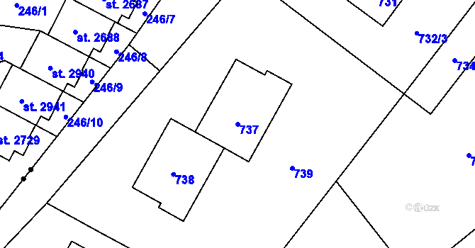 Parcela st. 737 v KÚ Tylovice, Katastrální mapa