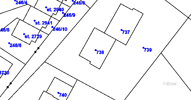 Parcela st. 738 v KÚ Tylovice, Katastrální mapa
