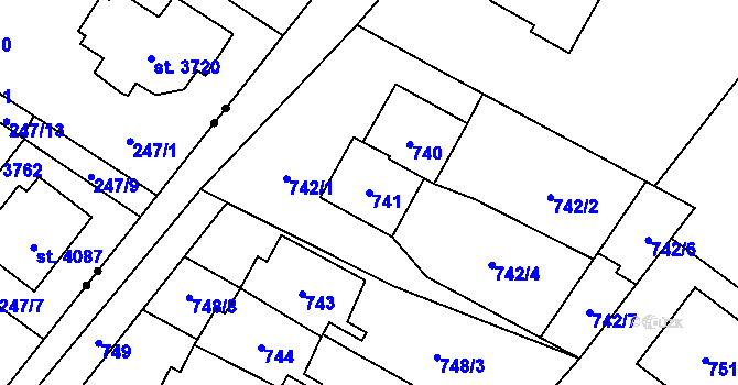 Parcela st. 741 v KÚ Tylovice, Katastrální mapa