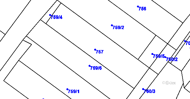 Parcela st. 757 v KÚ Tylovice, Katastrální mapa