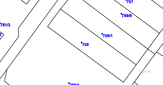 Parcela st. 758 v KÚ Tylovice, Katastrální mapa
