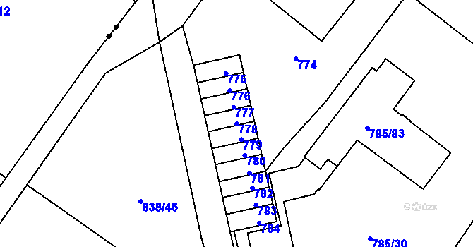 Parcela st. 778 v KÚ Tylovice, Katastrální mapa
