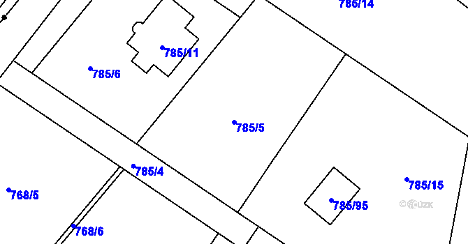 Parcela st. 785/5 v KÚ Tylovice, Katastrální mapa