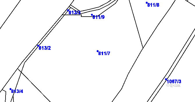 Parcela st. 811/7 v KÚ Tylovice, Katastrální mapa