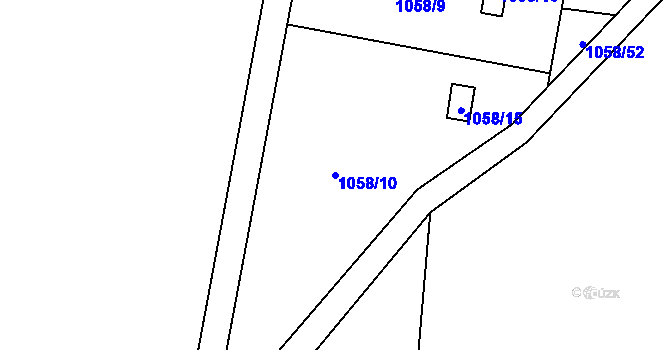 Parcela st. 1058/10 v KÚ Tylovice, Katastrální mapa