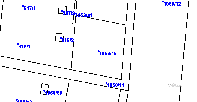 Parcela st. 1058/18 v KÚ Tylovice, Katastrální mapa