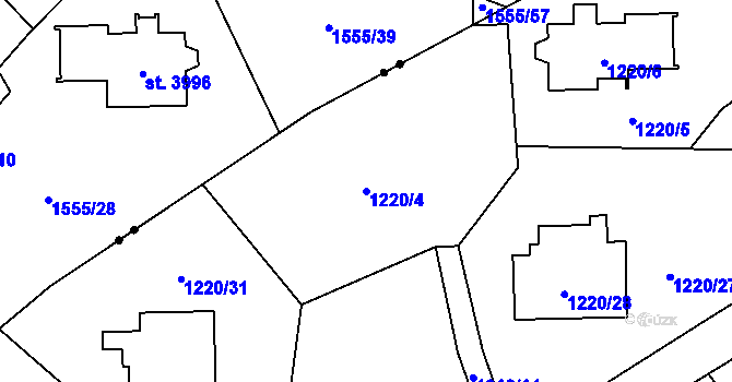 Parcela st. 1220/4 v KÚ Tylovice, Katastrální mapa