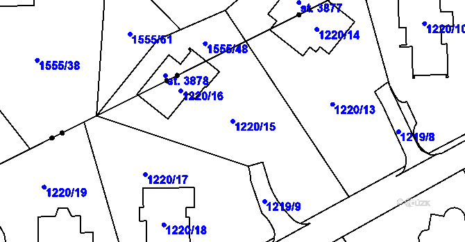 Parcela st. 1220/15 v KÚ Tylovice, Katastrální mapa
