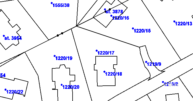 Parcela st. 1220/17 v KÚ Tylovice, Katastrální mapa