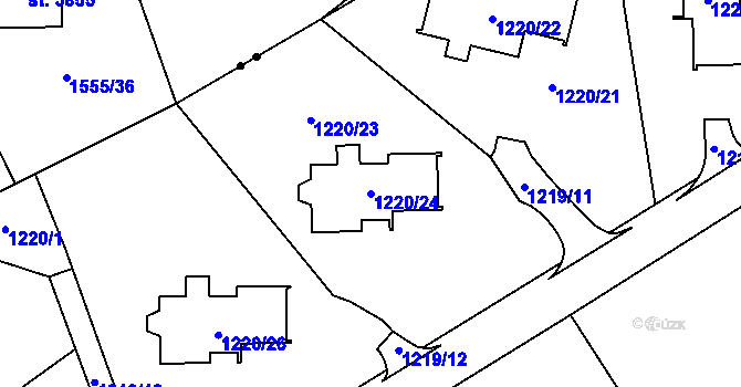 Parcela st. 1220/24 v KÚ Tylovice, Katastrální mapa