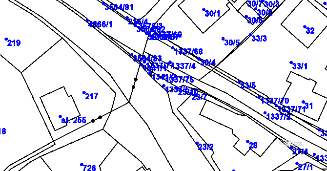 Parcela st. 1337/5 v KÚ Tylovice, Katastrální mapa