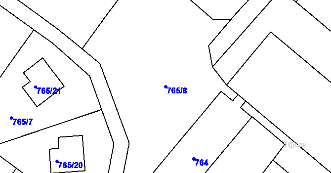 Parcela st. 765/8 v KÚ Tylovice, Katastrální mapa