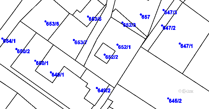 Parcela st. 652/2 v KÚ Tylovice, Katastrální mapa