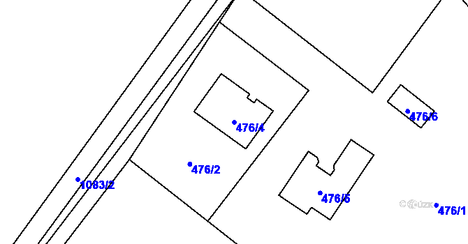 Parcela st. 476/4 v KÚ Tylovice, Katastrální mapa