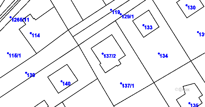 Parcela st. 137/2 v KÚ Tylovice, Katastrální mapa