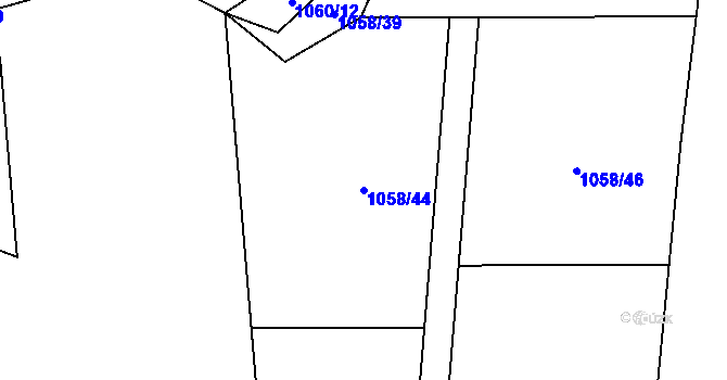 Parcela st. 1058/44 v KÚ Tylovice, Katastrální mapa