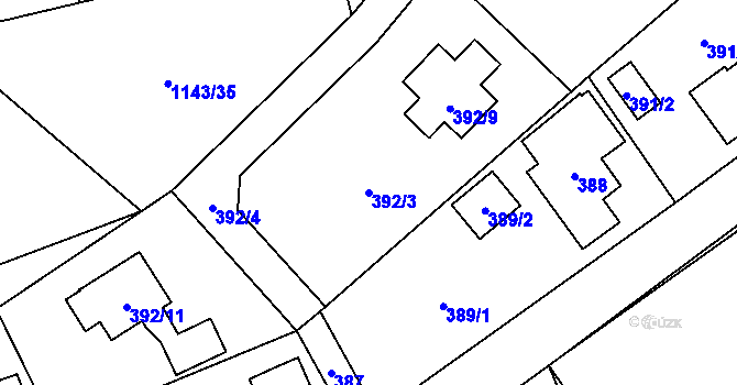 Parcela st. 392/3 v KÚ Tylovice, Katastrální mapa