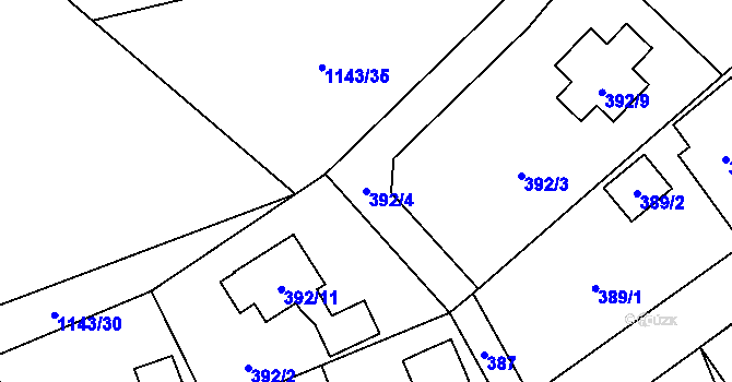 Parcela st. 392/4 v KÚ Tylovice, Katastrální mapa
