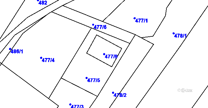 Parcela st. 477/9 v KÚ Tylovice, Katastrální mapa