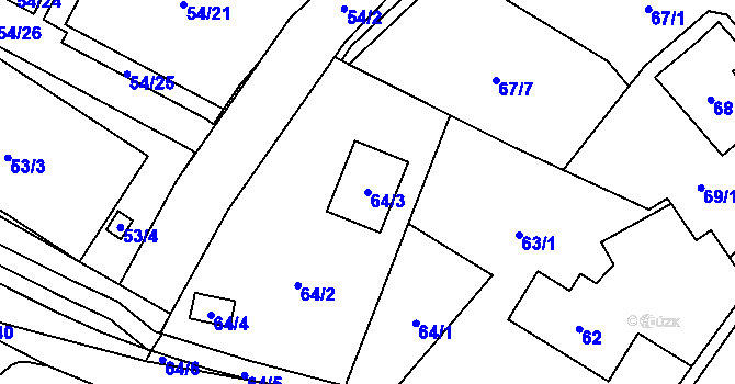 Parcela st. 64/3 v KÚ Tylovice, Katastrální mapa