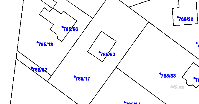 Parcela st. 785/63 v KÚ Tylovice, Katastrální mapa