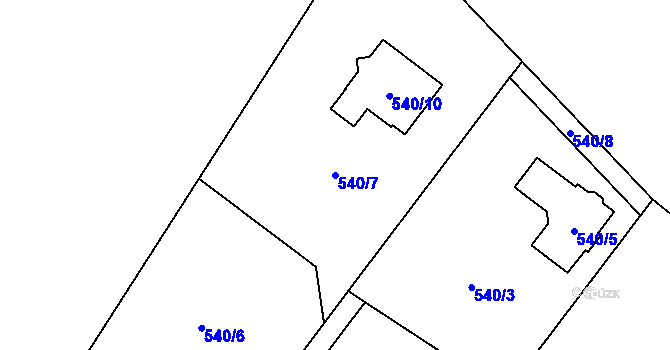 Parcela st. 540/7 v KÚ Tylovice, Katastrální mapa