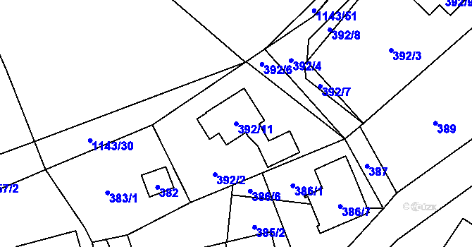 Parcela st. 392/11 v KÚ Tylovice, Katastrální mapa