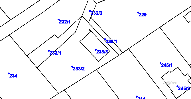 Parcela st. 233/3 v KÚ Tylovice, Katastrální mapa
