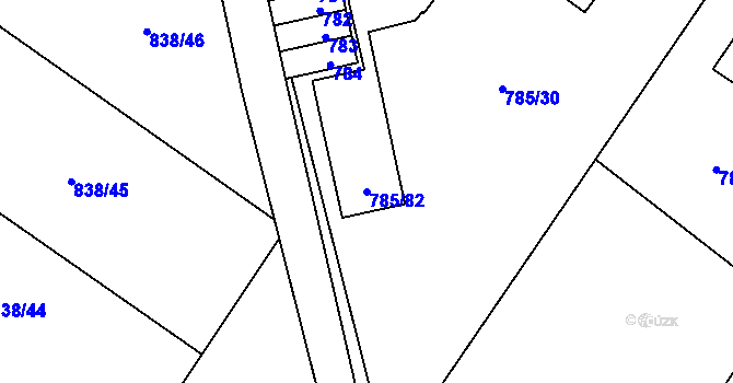 Parcela st. 785/82 v KÚ Tylovice, Katastrální mapa