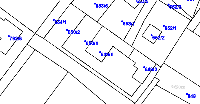 Parcela st. 649/1 v KÚ Tylovice, Katastrální mapa