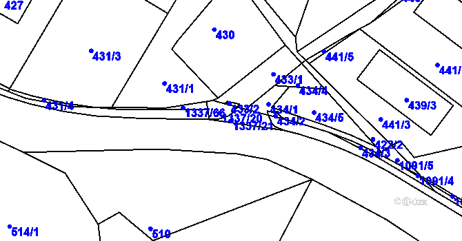 Parcela st. 1337/21 v KÚ Tylovice, Katastrální mapa