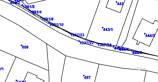 Parcela st. 1337/22 v KÚ Tylovice, Katastrální mapa