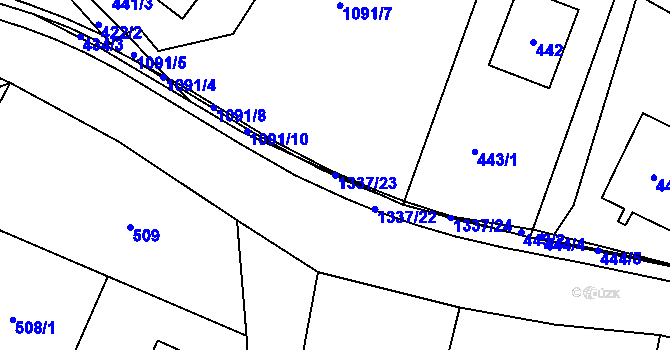 Parcela st. 1337/23 v KÚ Tylovice, Katastrální mapa