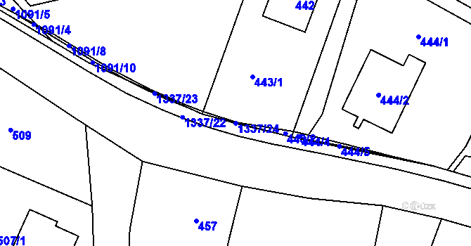 Parcela st. 1337/24 v KÚ Tylovice, Katastrální mapa