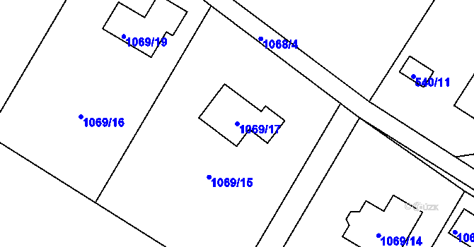 Parcela st. 1069/17 v KÚ Tylovice, Katastrální mapa