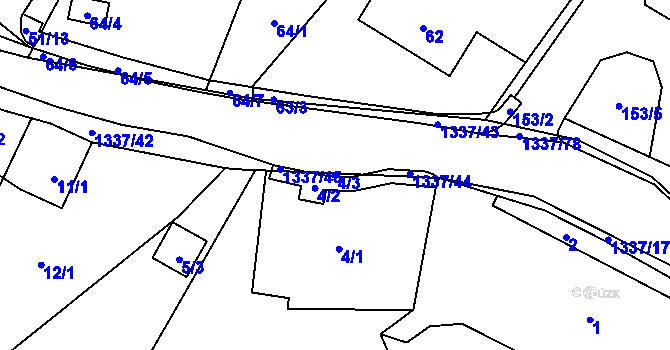 Parcela st. 4/3 v KÚ Tylovice, Katastrální mapa