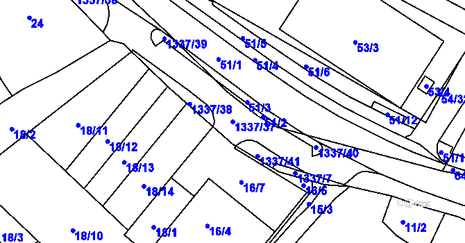 Parcela st. 1337/37 v KÚ Tylovice, Katastrální mapa