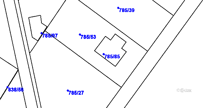 Parcela st. 785/85 v KÚ Tylovice, Katastrální mapa
