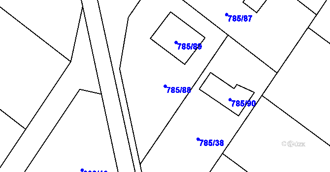 Parcela st. 785/88 v KÚ Tylovice, Katastrální mapa