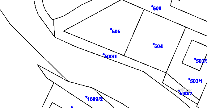 Parcela st. 500/1 v KÚ Tylovice, Katastrální mapa
