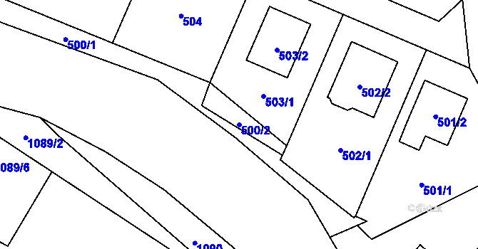 Parcela st. 500/2 v KÚ Tylovice, Katastrální mapa