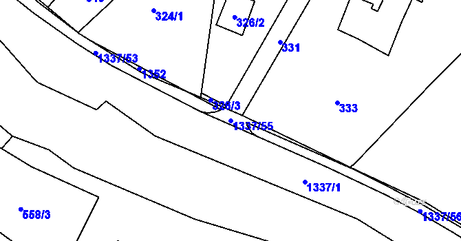 Parcela st. 1337/55 v KÚ Tylovice, Katastrální mapa