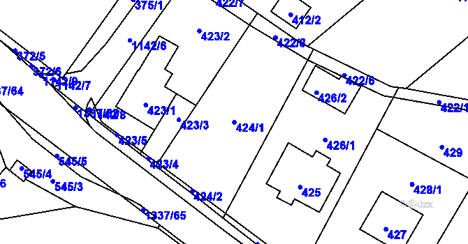 Parcela st. 424/1 v KÚ Tylovice, Katastrální mapa