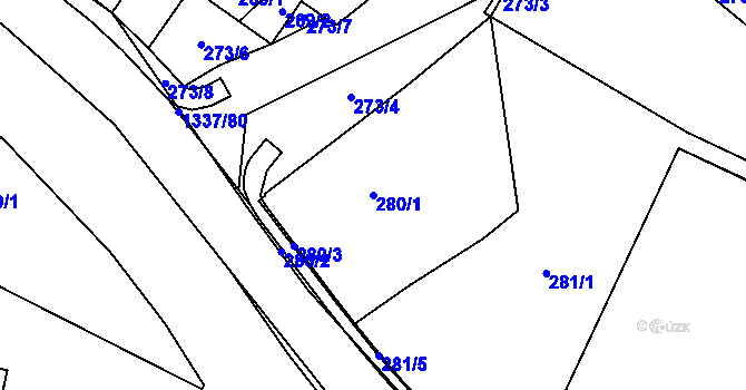 Parcela st. 280/1 v KÚ Tylovice, Katastrální mapa
